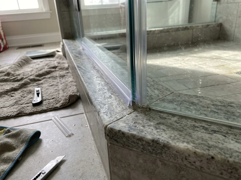 New sweep and magnetic seal on a frameless shower door